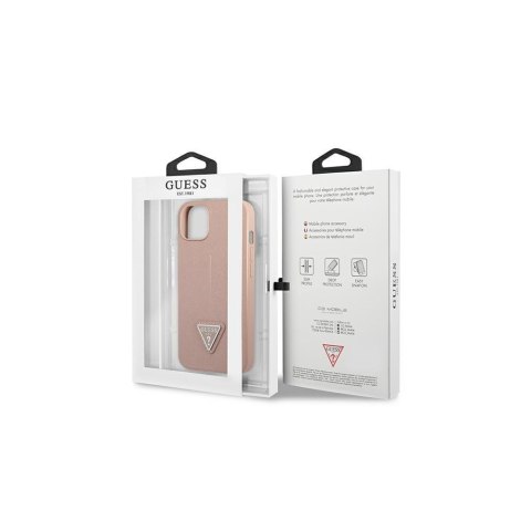 Guess nakładka do iPhone 14 Pro Max 6,7" GUHCP14XPSATLP różowa HC Saffiano PU Triangle