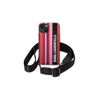 Karl Lagerfeld nakładka do iPhone 14 6,1" KLHCP14SSTSTP różowa hardcase Color Stripes Strap