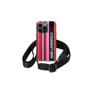 Karl Lagerfeld nakładka do iPhone 14 Pro 6,1" KLHCP14LSTSTP różowa hardcase Color Stripes Strap