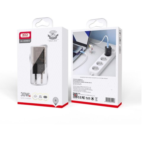 XO Clear ładowarka sieciowa CE05 PD 30W QC 3.0 18W 1x USB 1x USB-C dymiona