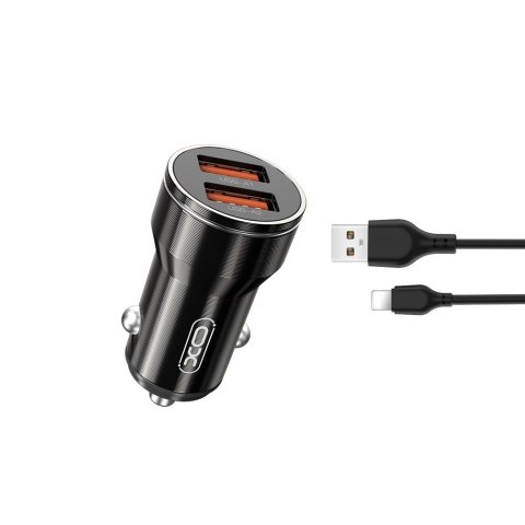 XO ładowarka samochodowa CC48 2x USB 2,4A czarna + kabel Lightning XO ładowarka samochodowa CC48 2x USB 2,4A czarna + kabel Lightning