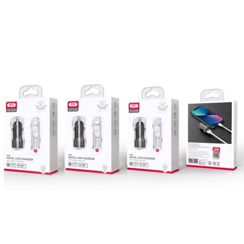 XO ładowarka samochodowa CC48 2x USB 2,4A szara + kabel USB-C XO ładowarka samochodowa CC48 2x USB 2,4A szara + kabel USB-C