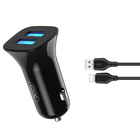 XO ładowarka samochodowa TZ10 2x USB 2,4A czarna + kabel USB-C XO ładowarka samochodowa TZ10 2x USB 2,4A czarna + kabel USB-C