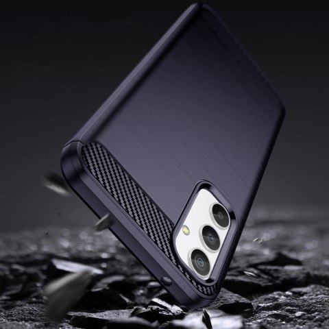 Carbon Case etui do Samsung Galaxy A54 5G elastyczny silikonowy karbonowy pokrowiec niebieskie
