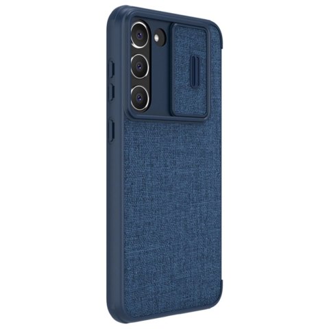 Nillkin Qin Cloth Pro Case etui Samsung Galaxy S23+ pokrowiec z klapką osłona na aparat niebieskie