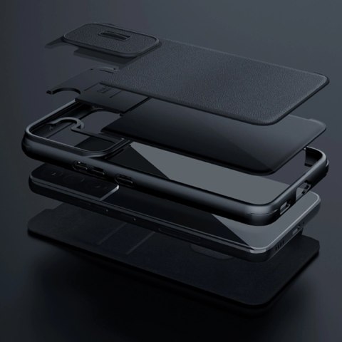 Nillkin Qin Cloth Pro Case etui Samsung Galaxy S23+ pokrowiec z klapką osłona na aparat niebieskie