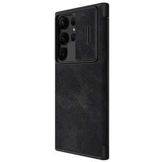 Nillkin Qin Leather Pro Case etui Samsung Galaxy S23 Ultra pokrowiec z klapką osłona na aparat czarne