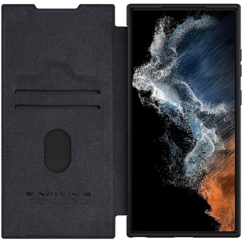 Nillkin Qin Leather Pro Case etui Samsung Galaxy S23 Ultra pokrowiec z klapką osłona na aparat czarne Nillkin Qin Leather Pro Case etui Samsung Galaxy S23 Ultra pokrowiec z klapką osłona na aparat czarne