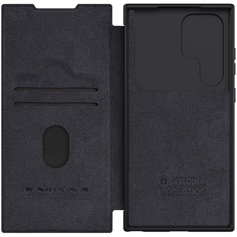 Nillkin Qin Leather Pro Case etui Samsung Galaxy S23 Ultra pokrowiec z klapką osłona na aparat czarne Nillkin Qin Leather Pro Case etui Samsung Galaxy S23 Ultra pokrowiec z klapką osłona na aparat czarne