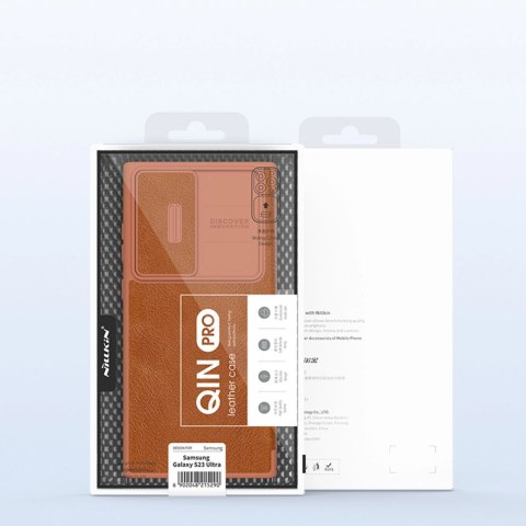 Nillkin Qin Leather Pro Case etui Samsung Galaxy S23 Ultra pokrowiec z klapką osłona na aparat czarne Nillkin Qin Leather Pro Case etui Samsung Galaxy S23 Ultra pokrowiec z klapką osłona na aparat czarne