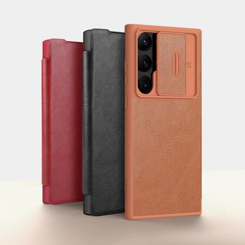 Nillkin Qin Leather Pro Case etui Samsung Galaxy S23 Ultra pokrowiec z klapką osłona na aparat czarne Nillkin Qin Leather Pro Case etui Samsung Galaxy S23 Ultra pokrowiec z klapką osłona na aparat czarne