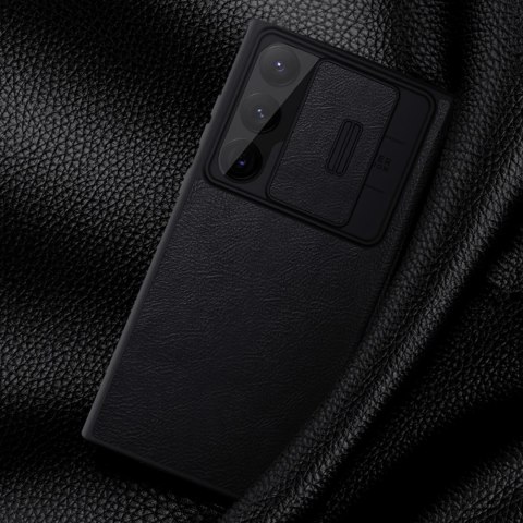 Nillkin Qin Leather Pro Case etui Samsung Galaxy S23 Ultra pokrowiec z klapką osłona na aparat czarne Nillkin Qin Leather Pro Case etui Samsung Galaxy S23 Ultra pokrowiec z klapką osłona na aparat czarne