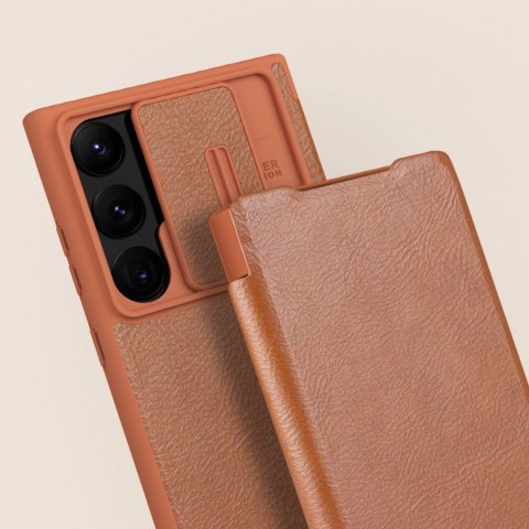 Nillkin Qin Leather Pro Case etui Samsung Galaxy S23 Ultra pokrowiec z klapką osłona na aparat czarne Nillkin Qin Leather Pro Case etui Samsung Galaxy S23 Ultra pokrowiec z klapką osłona na aparat czarne