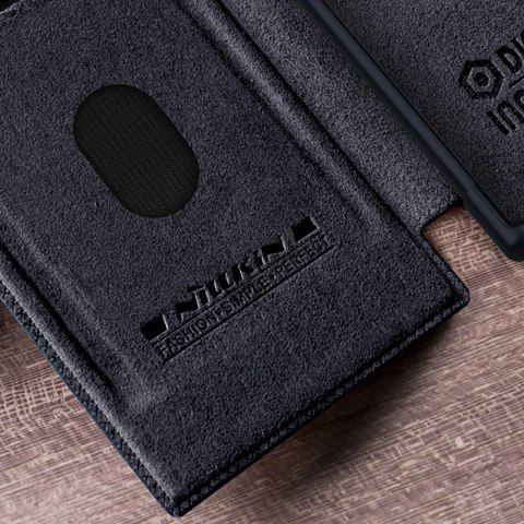 Nillkin Qin Leather Pro Case etui Samsung Galaxy S23 Ultra pokrowiec z klapką osłona na aparat czarne Nillkin Qin Leather Pro Case etui Samsung Galaxy S23 Ultra pokrowiec z klapką osłona na aparat czarne