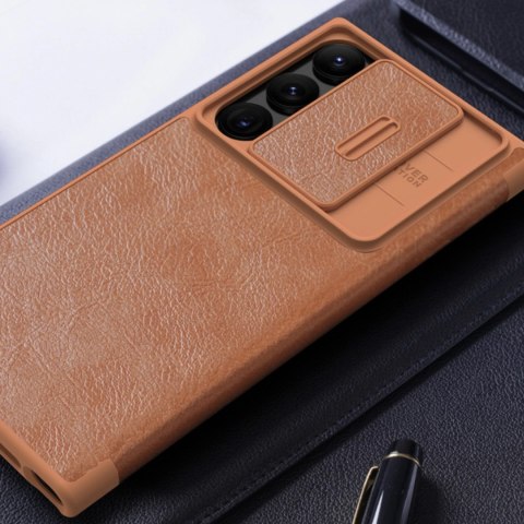 Nillkin Qin Leather Pro Case etui Samsung Galaxy S23 Ultra pokrowiec z klapką osłona na aparat czarne Nillkin Qin Leather Pro Case etui Samsung Galaxy S23 Ultra pokrowiec z klapką osłona na aparat czarne