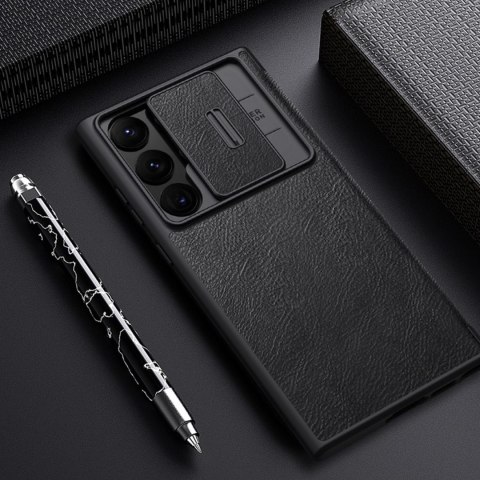 Nillkin Qin Leather Pro Case etui Samsung Galaxy S23 Ultra pokrowiec z klapką osłona na aparat czarne Nillkin Qin Leather Pro Case etui Samsung Galaxy S23 Ultra pokrowiec z klapką osłona na aparat czarne