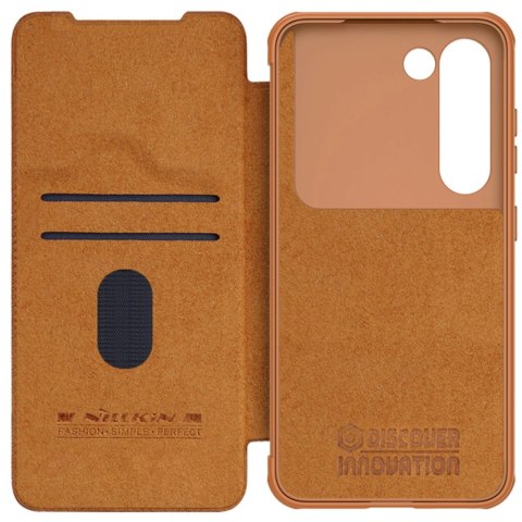 Nillkin Qin Leather Pro Case etui Samsung Galaxy S23+ pokrowiec z klapką osłona na aparat brązowe Nillkin Qin Leather Pro Case etui Samsung Galaxy S23+ pokrowiec z klapką osłona na aparat brązowe