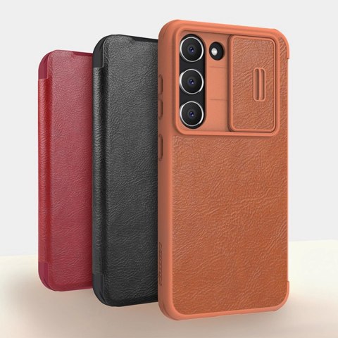 Nillkin Qin Leather Pro Case etui Samsung Galaxy S23+ pokrowiec z klapką osłona na aparat brązowe Nillkin Qin Leather Pro Case etui Samsung Galaxy S23+ pokrowiec z klapką osłona na aparat brązowe