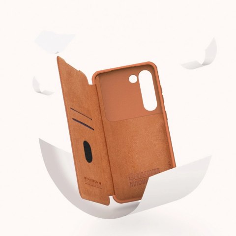 Nillkin Qin Leather Pro Case etui Samsung Galaxy S23+ pokrowiec z klapką osłona na aparat brązowe Nillkin Qin Leather Pro Case etui Samsung Galaxy S23+ pokrowiec z klapką osłona na aparat brązowe