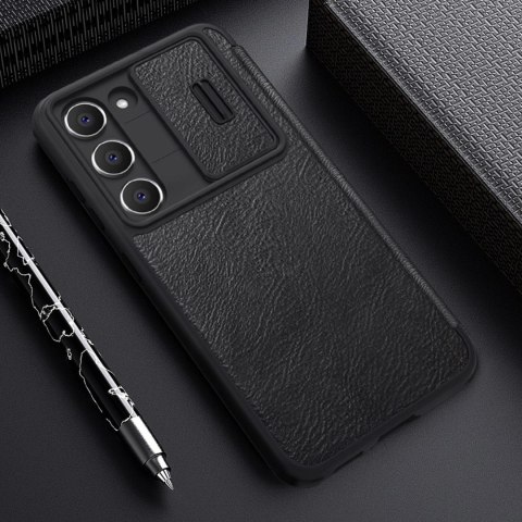 Nillkin Qin Leather Pro Case etui Samsung Galaxy S23+ pokrowiec z klapką osłona na aparat czarne Nillkin Qin Leather Pro Case etui Samsung Galaxy S23+ pokrowiec z klapką osłona na aparat czarne