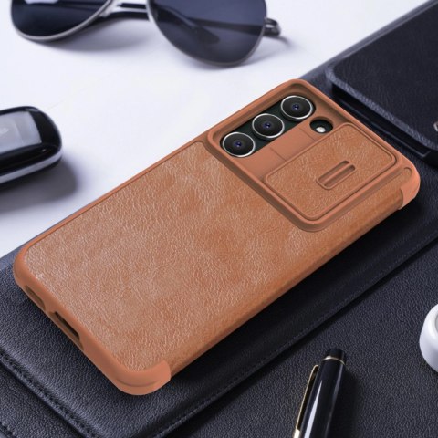 Nillkin Qin Leather Pro Case etui Samsung Galaxy S23+ pokrowiec z klapką osłona na aparat czarne Nillkin Qin Leather Pro Case etui Samsung Galaxy S23+ pokrowiec z klapką osłona na aparat czarne