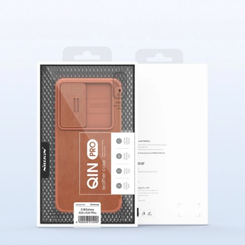 Nillkin Qin Leather Pro Case etui Samsung Galaxy S23+ pokrowiec z klapką osłona na aparat czarne Nillkin Qin Leather Pro Case etui Samsung Galaxy S23+ pokrowiec z klapką osłona na aparat czarne