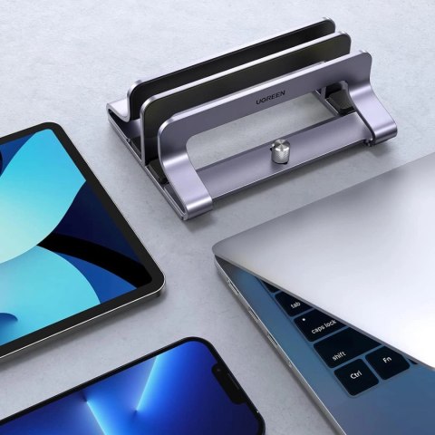 Stojak pionowy na 2 urządzenia Ugreen LP258 aluminiowy na laptop tablet - srebrny