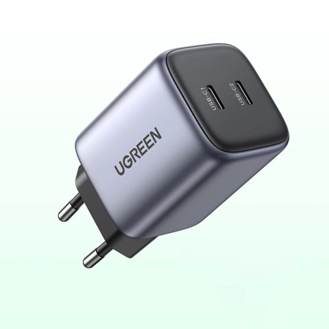 Szybka ładowarka GaN 2 x USB-C 45W QC PD Ugreen CD294 - szara