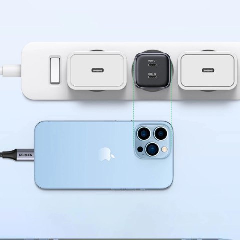 Szybka ładowarka GaN 2 x USB-C 45W QC PD Ugreen CD294 - szara