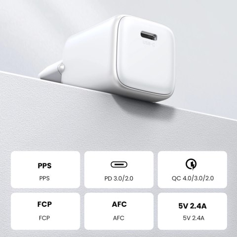 Szybka ładowarka sieciowa GaN USB C 30W PD Ugreen Nexode Mini - biała Szybka ładowarka sieciowa GaN USB C 30W PD Ugreen Nexode Mini - biała