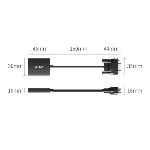 Ugreen kabel przewód adapter VGA (męski) do HDMI (żeński) 0.15m czarny (CM513) Ugreen kabel przewód adapter VGA (męski) do HDMI (żeński) 0.15m czarny (CM513)