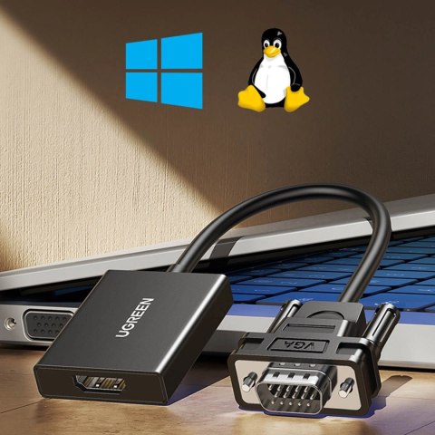Ugreen kabel przewód adapter VGA (męski) do HDMI (żeński) 0.15m czarny (CM513) Ugreen kabel przewód adapter VGA (męski) do HDMI (żeński) 0.15m czarny (CM513)