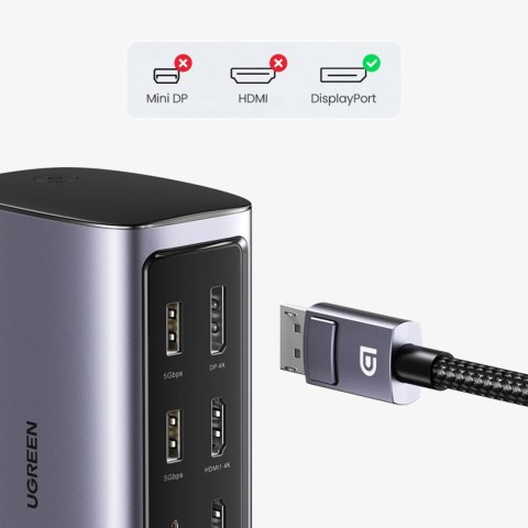 Ugreen wielofunkcyjna stacja dokująca HUB 12w1 USB C USB HDMI DP RJ45 AUX SD TF szara (CM555) Ugreen wielofunkcyjna stacja dokująca HUB 12w1 USB C USB HDMI DP RJ45 AUX SD TF szara (CM555)