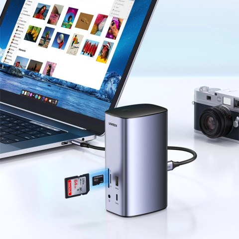 Ugreen wielofunkcyjna stacja dokująca HUB 12w1 USB C USB HDMI DP RJ45 AUX SD TF szara (CM555) Ugreen wielofunkcyjna stacja dokująca HUB 12w1 USB C USB HDMI DP RJ45 AUX SD TF szara (CM555)