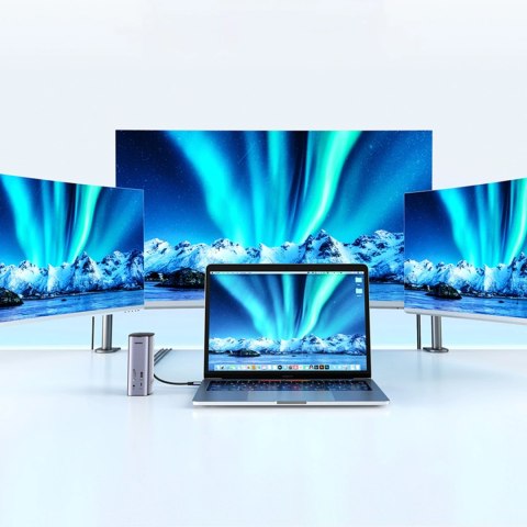 Ugreen wielofunkcyjna stacja dokująca HUB 12w1 USB C USB HDMI DP RJ45 AUX SD TF szara (CM555) Ugreen wielofunkcyjna stacja dokująca HUB 12w1 USB C USB HDMI DP RJ45 AUX SD TF szara (CM555)