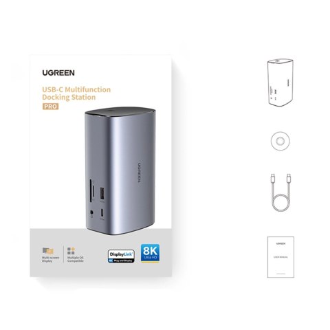 Ugreen wielofunkcyjna stacja dokująca HUB 12w1 USB C USB HDMI DP RJ45 AUX SD TF szara (CM555) Ugreen wielofunkcyjna stacja dokująca HUB 12w1 USB C USB HDMI DP RJ45 AUX SD TF szara (CM555)