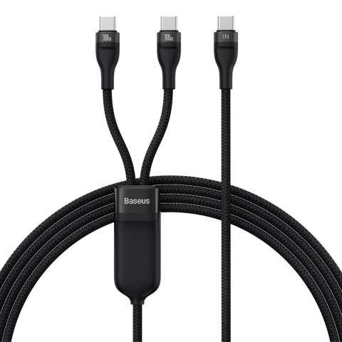 Baseus Flash Series Ⅱ kabel do szybkiego ładowania 2w1 USB-C - 2xUSB-C 100W 1.5m czarny Baseus Flash Series Ⅱ kabel do szybkiego ładowania 2w1 USB-C - 2xUSB-C 100W 1.5m czarny