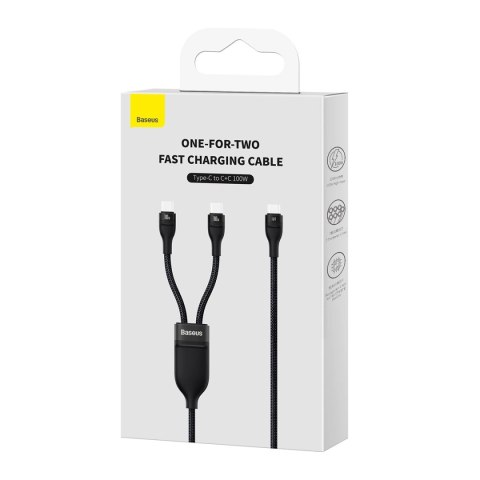 Baseus Flash Series Ⅱ kabel do szybkiego ładowania 2w1 USB-C - 2xUSB-C 100W 1.5m czarny Baseus Flash Series Ⅱ kabel do szybkiego ładowania 2w1 USB-C - 2xUSB-C 100W 1.5m czarny