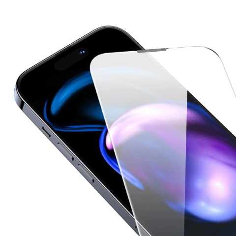 Baseus zestaw 2x szkło hartowane do iPhone 14 Pro na cały ekran z osłoną na głośnik 0.3mm + ramka montażowa Baseus zestaw 2x szkło hartowane do iPhone 14 Pro na cały ekran z osłoną na głośnik 0.3mm + ramka montażowa