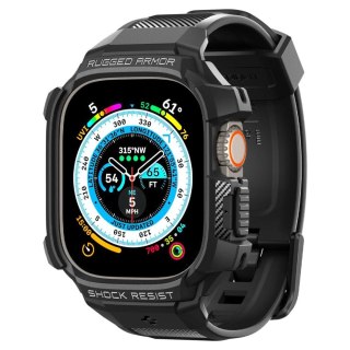 Etui z paskiem Spigen Rugged Armor Pro na Apple Watch Ultra (49 mm) - czarne