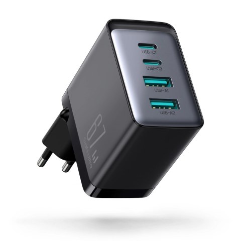 Joyroom ładowarka GaN 67W 4 porty (2x USB, 2x USB C) czarna (TCG02) + kabel USB C - USB C 100W 1.2m Joyroom ładowarka GaN 67W 4 porty (2x USB, 2x USB C) czarna (TCG02) + kabel USB C - USB C 100W 1.2m