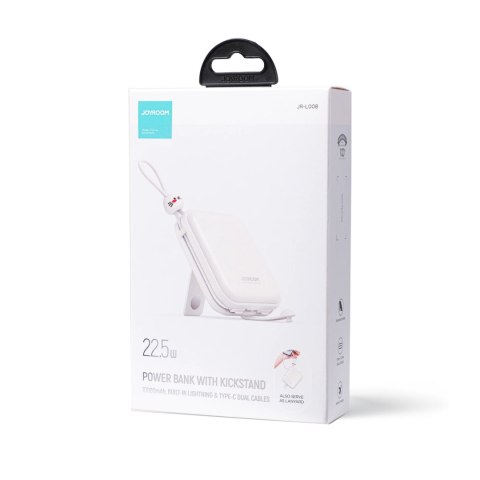 Joyroom powerbank z kablami USB C i Lightning oraz podstawką Cutie Series 10000mAh 22.5W biały (JR-L008) Joyroom powerbank z kablami USB C i Lightning oraz podstawką Cutie Series 10000mAh 22.5W biały (JR-L008)