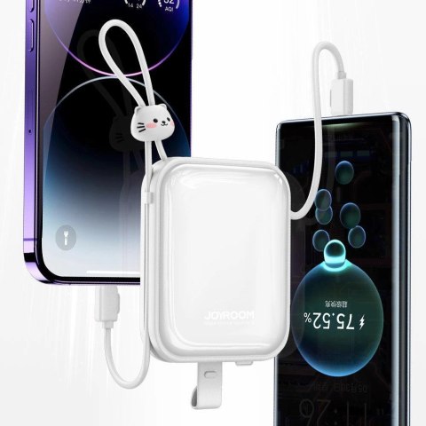 Joyroom powerbank z kablami USB C i Lightning oraz podstawką Cutie Series 10000mAh 22.5W biały (JR-L008) Joyroom powerbank z kablami USB C i Lightning oraz podstawką Cutie Series 10000mAh 22.5W biały (JR-L008)