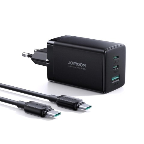 Joyroom szybka ładowarka GaN 65W USB-A, 2x USB-C czarna + kabel USB-C - USB-C 100W 1.2m (TCG01) Joyroom szybka ładowarka GaN 65W USB-A, 2x USB-C czarna + kabel USB-C - USB-C 100W 1.2m (TCG01)