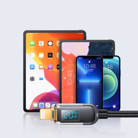 Kabel Joyroom A4 USB-C / Lightning 20W 1.2m z wyświetlaczem - czarny Kabel Joyroom A4 USB-C / Lightning 20W 1.2m z wyświetlaczem - czarny