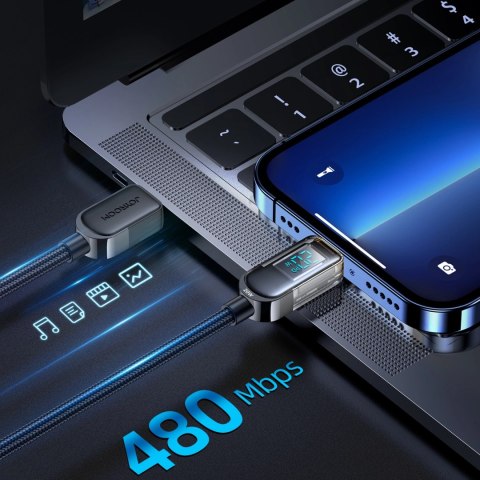 Kabel Joyroom A4 USB-C / Lightning 20W 1.2m z wyświetlaczem - czarny Kabel Joyroom A4 USB-C / Lightning 20W 1.2m z wyświetlaczem - czarny