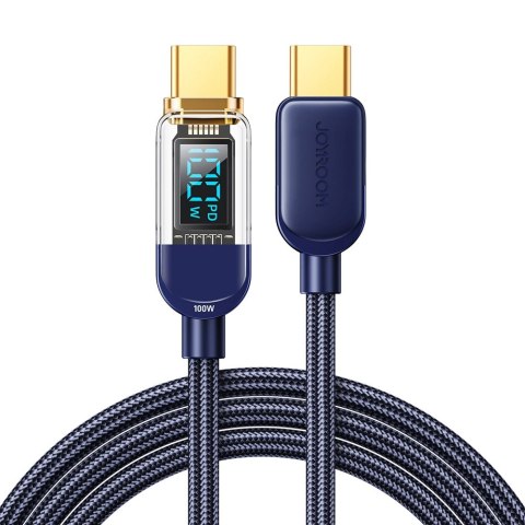 Kabel Joyroom A4 USB-C / USB-C 100W 1.2m z wyświetlaczem - niebieski Kabel Joyroom A4 USB-C / USB-C 100W 1.2m z wyświetlaczem - niebieski