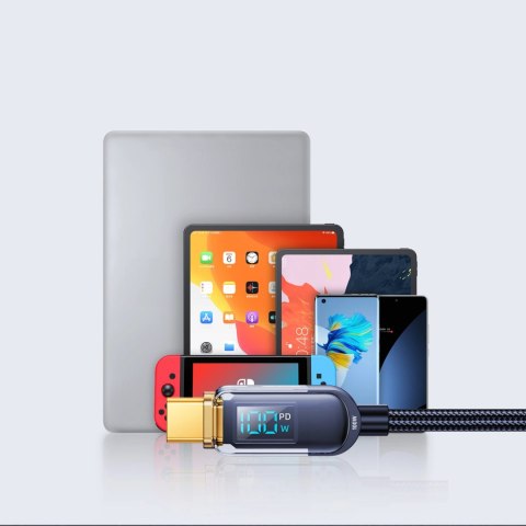 Kabel Joyroom A4 USB-C / USB-C 100W 1.2m z wyświetlaczem - niebieski Kabel Joyroom A4 USB-C / USB-C 100W 1.2m z wyświetlaczem - niebieski