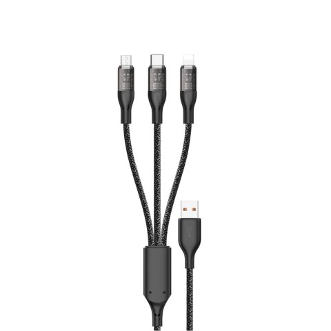 Kabel do szybkiego ładowania 120W 1m 3w1 USB - USB-C / microUSB / Lightning Dudao L22X - srebrny Kabel do szybkiego ładowania 120W 1m 3w1 USB - USB-C / microUSB / Lightning Dudao L22X - srebrny