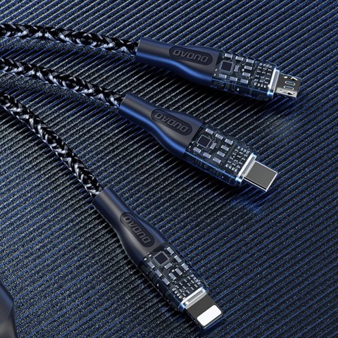 Kabel do szybkiego ładowania 120W 1m 3w1 USB - USB-C / microUSB / Lightning Dudao L22X - srebrny Kabel do szybkiego ładowania 120W 1m 3w1 USB - USB-C / microUSB / Lightning Dudao L22X - srebrny